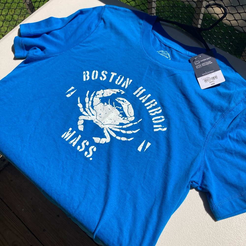 Boston Harbor Massachusetts Tourist Style Crab T Shirt Blue Super Soft Graphic T